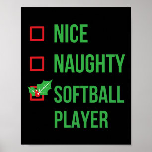 Softbal Speler Funny Pajama Kerstcadeau Poster