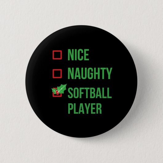 Softbal Speler Funny Pajama Kerstcadeau Ronde Button 5,7 Cm (Voorkant)