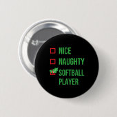 Softbal Speler Funny Pajama Kerstcadeau Ronde Button 5,7 Cm (Voorkant /achterkant)