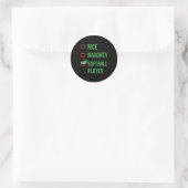 Softbal Speler Funny Pajama Kerstcadeau Ronde Sticker (Tas)