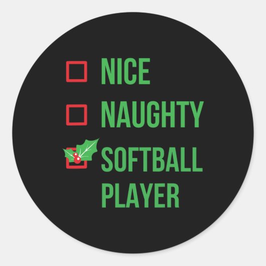 Softbal Speler Funny Pajama Kerstcadeau Ronde Sticker (Voorkant)