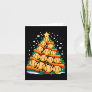 Softbal Speler Kerstboom Licht Xmas Softbal Kaart