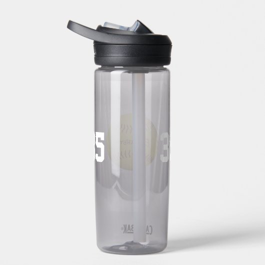 Softbal speler naam jersey nummer waterfles (Rechts)