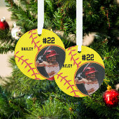Softbal Speler Naam Nummer Foto Aandenken Ornament