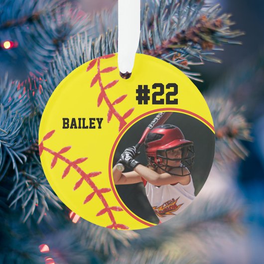 Softbal Speler Naam Nummer Foto Aandenken Ornament