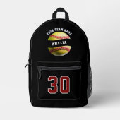 Softbal Speler Naam Nummer Team Naam Sport Bedrukte Rugzak (Voorkant)