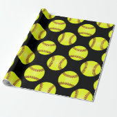 Softbal speler patroon cadeaupapier (Uitgerold)