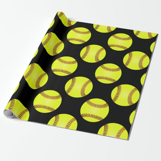 Softbal speler patroon cadeaupapier (Uitgerold)