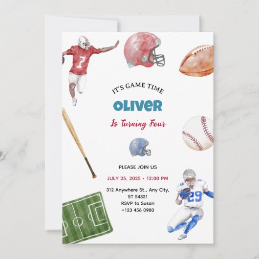  Softbal Sport Verjaardagsfeest Uitnodiging (Voorkant)