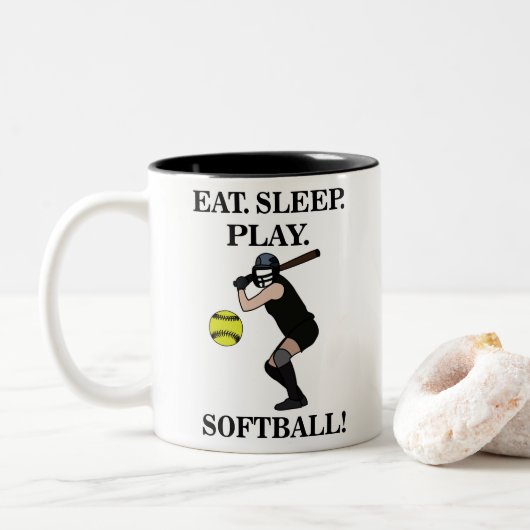 Softbal Sportspeler Tweekleurige Koffiemok (Met donut)