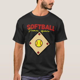 Softbal Square: Speel hard, glanzend helder T-shirt