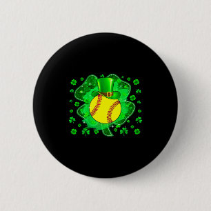 Softbal St. Patrick's Day Leprechaun Shamrock Jong Ronde Button 5,7 Cm