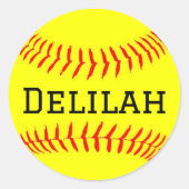 Softbal Sticker met Naam Maatwerk (Voorkant)