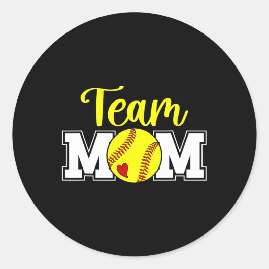Softbal Team Moeder Waardering Softbal Team Mama Ronde Sticker (Voorkant)