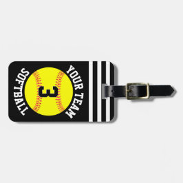 Softbal Teamnaam en Spelernummer Fastpitch Tas Bagagelabel