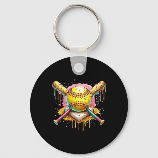 Softbal Thuisplaat Ijs Drip Sport Team Ijs Sleutelhanger (Voorkant)