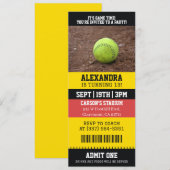 Softbal Ticket Verjaardag Kaart (Voorkant / Achterkant)
