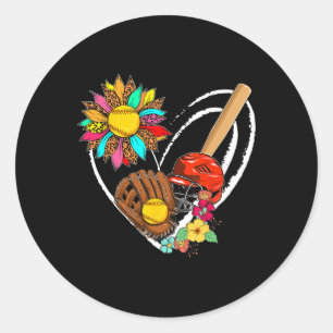 Softbal Tools Zonnebloem Hartvorm Bloemig Cute F Ronde Sticker