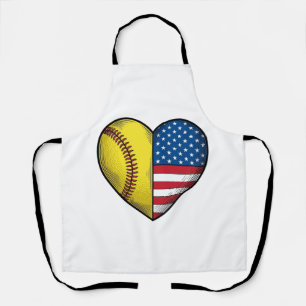 Softbal USA Vlag Hart Vintage Vector Design_1 Schort