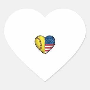 Softbal USA Vlag Hart Vintage Vector Design_1 Sticker
