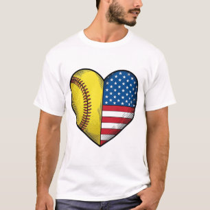 Softbal USA Vlag Hart Vintage Vector Design_1 T-shirt