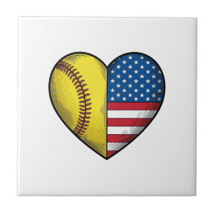 Softbal USA Vlag Hart Vintage Vector Design_1 Tegeltje
