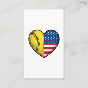 Softbal USA Vlag Hart Vintage Vector Design_1 Visitekaartje