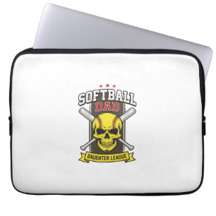 Softbal Vader Dochter Competitie Vintage Vector De Laptop Sleeve