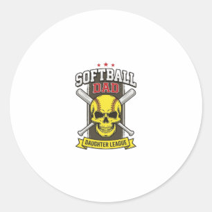 Softbal Vader Dochter Competitie Vintage Vector De Ronde Sticker