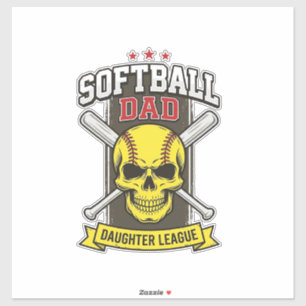 Softbal Vader Dochter Competitie Vintage Vector De Sticker