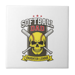 Softbal Vader Dochter Competitie Vintage Vector De Tegeltje