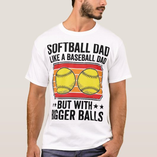 Softbal Vader Grotere Ballen Vintage Gravure Shirt (Voorkant)