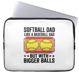 Softbal Vader Grotere Ballen Vintage Gravure Shirt Laptop Sleeve