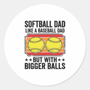 Softbal Vader Grotere Ballen Vintage Gravure Shirt Ronde Sticker