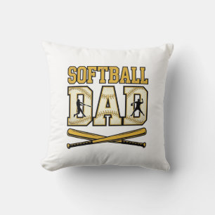 Softbal Vader Vintage Gravure Bat Grafisch_1 Kussen