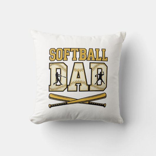 Softbal Vader Vintage Gravure Bat Grafisch_1 Kussen (Voorkant)
