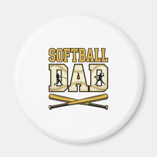 Softbal Vader Vintage Gravure Bat Grafisch_1 Magneet (Voorkant)