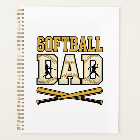 Softbal Vader Vintage Gravure Bat Grafisch_1 Planner (Voorkant)