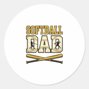 Softbal Vader Vintage Gravure Bat Grafisch_1 Ronde Sticker