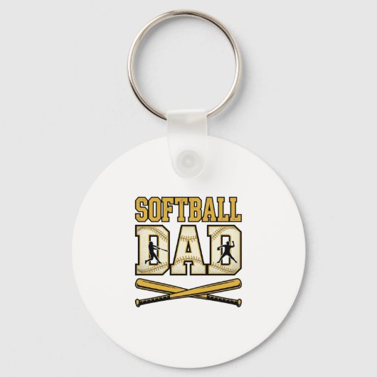 Softbal Vader Vintage Gravure Bat Grafisch_1 Sleutelhanger (Voorkant)