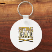Softbal Vader Vintage Gravure Bat Grafisch_1 Sleutelhanger (Voorkant)