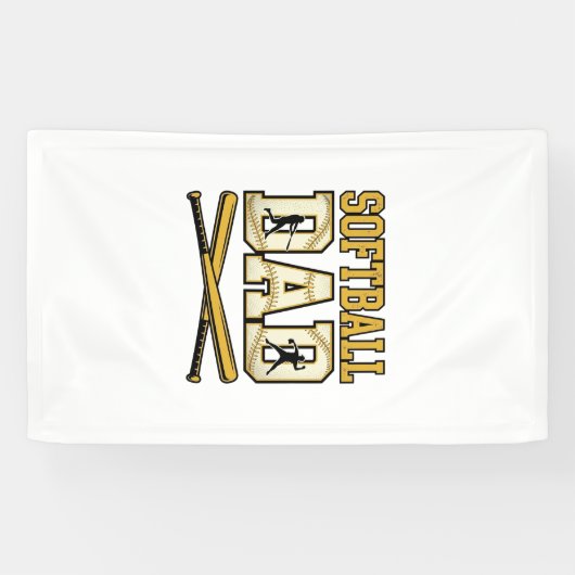 Softbal Vader Vintage Gravure Bat Grafisch_1 Spandoek (Horizontaal)