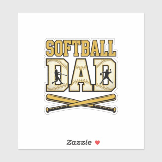 Softbal Vader Vintage Gravure Bat Grafisch_1 Sticker (Vel)
