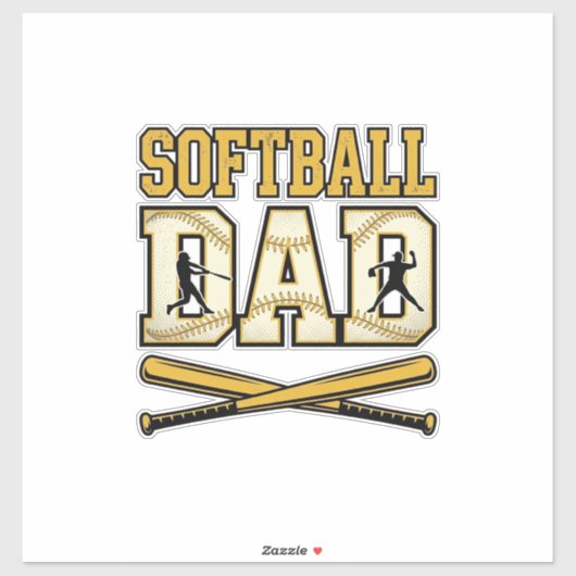 Softbal Vader Vintage Gravure Bat Grafisch_1 Sticker (Vel)