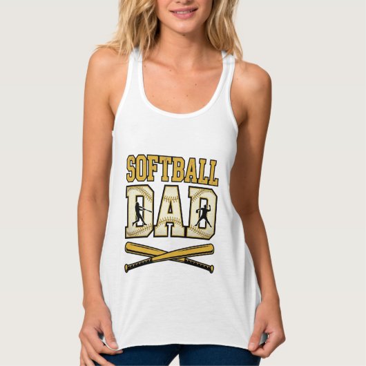 Softbal Vader Vintage Gravure Bat Grafisch_1 Tanktop (Voorkant)