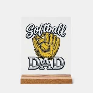 Softbal Vader Vintage Handschoen Shirt Ontwerp_1 Acryl Bord