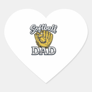 Softbal Vader Vintage Handschoen Shirt Ontwerp_1 Hart Sticker