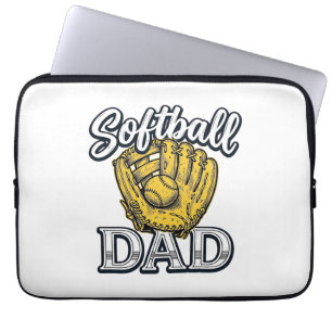 Softbal Vader Vintage Handschoen Shirt Ontwerp_1 Laptop Sleeve