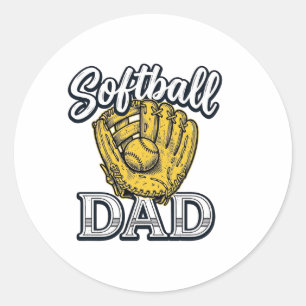 Softbal Vader Vintage Handschoen Shirt Ontwerp_1 Ronde Sticker
