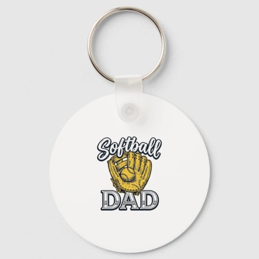 Softbal Vader Vintage Handschoen Shirt Ontwerp_1 Sleutelhanger (Voorkant)